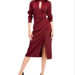 GUESS LS Maddie Keyhole Burgundy Dress